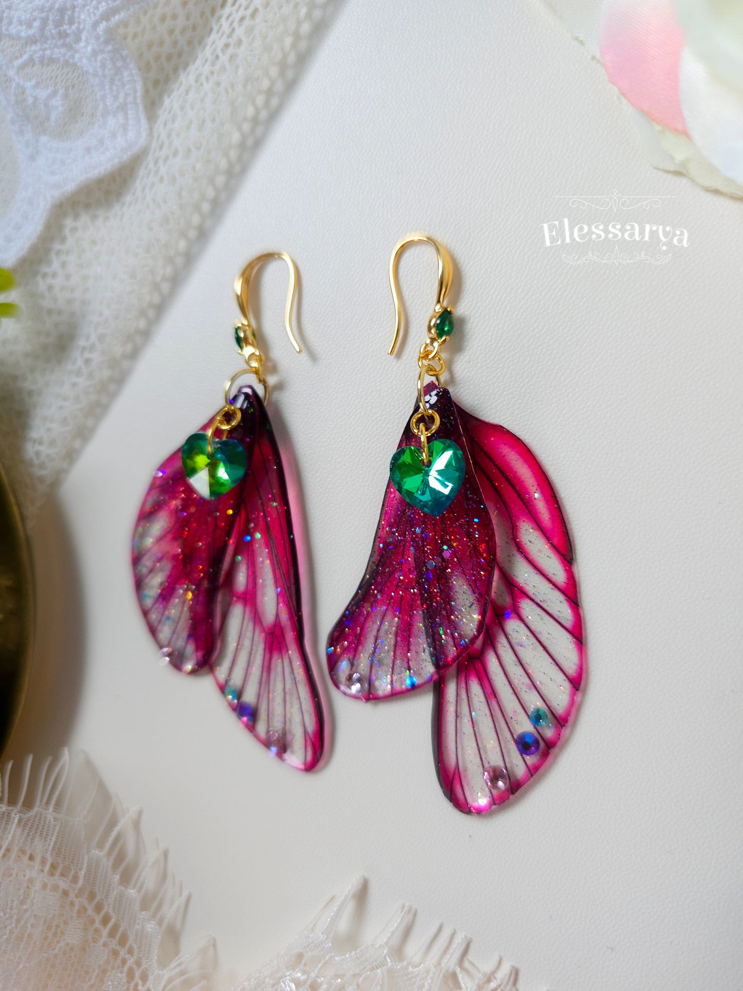 Green Hearts Dance Earrings