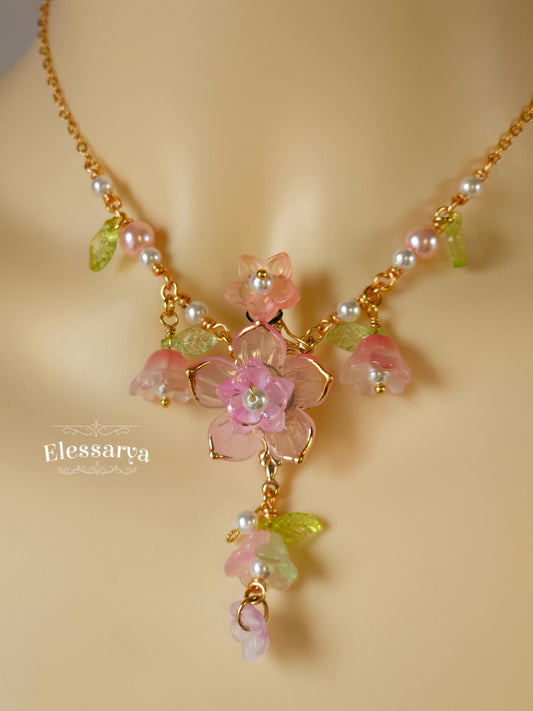 Colier Floral – Grădină Roz de Primăvară