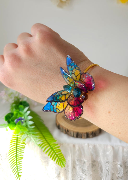 Brățară bangle deschisă – Fluture iridescent