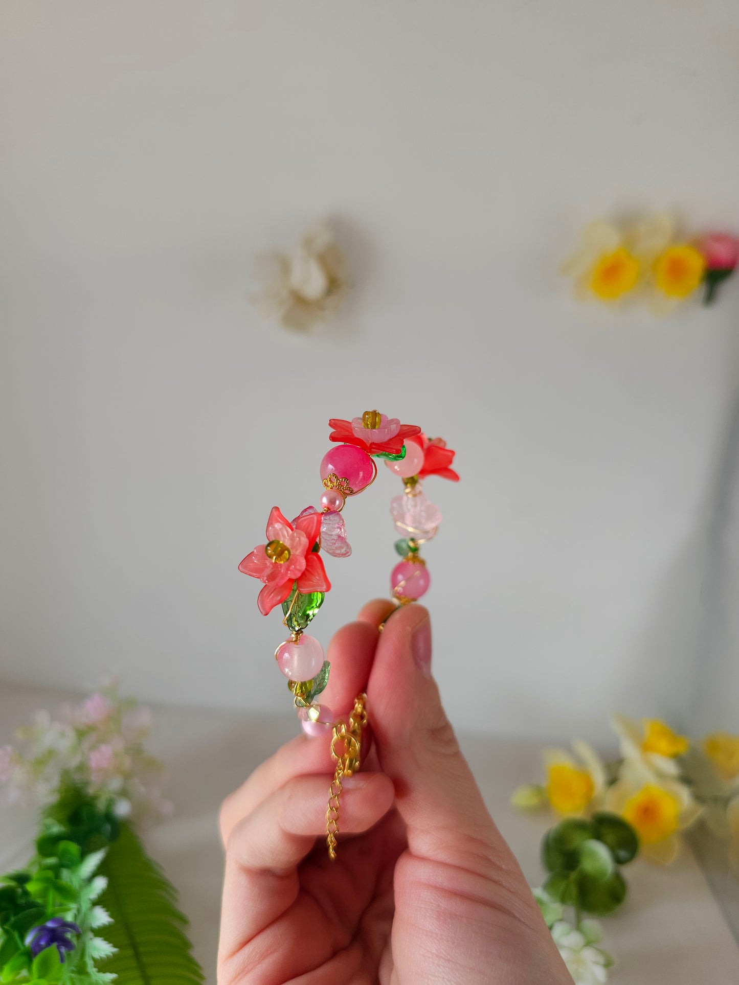 Brățară Florală - Roz delicat din grădina Veselă