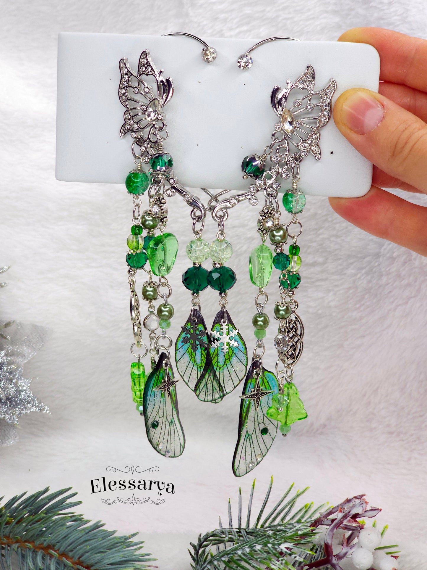 Ear cuffs Spiridușa cu Aripi Verzi