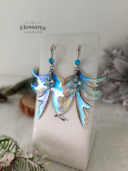 Cercei Aripi din Alb-Azur