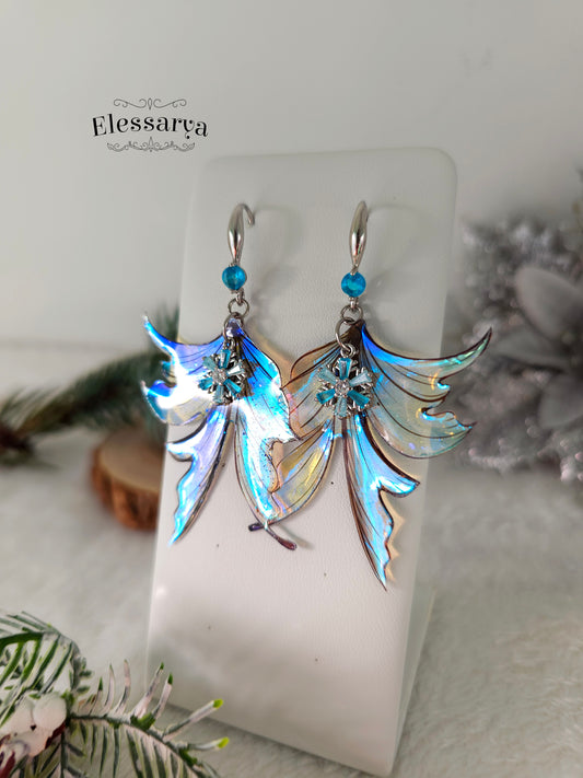 Cercei Aripi din Alb-Azur