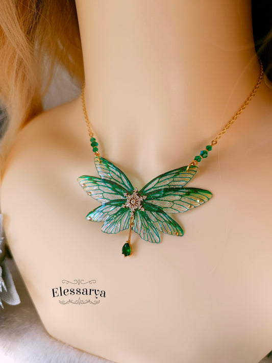 Colier cu Zâna Reflexii de Crăciun în Verde