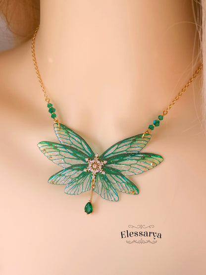 Colier cu Zâna Reflexii de Crăciun în Verde