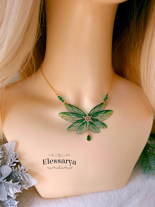 Colier cu Zâna Reflexii de Crăciun în Verde