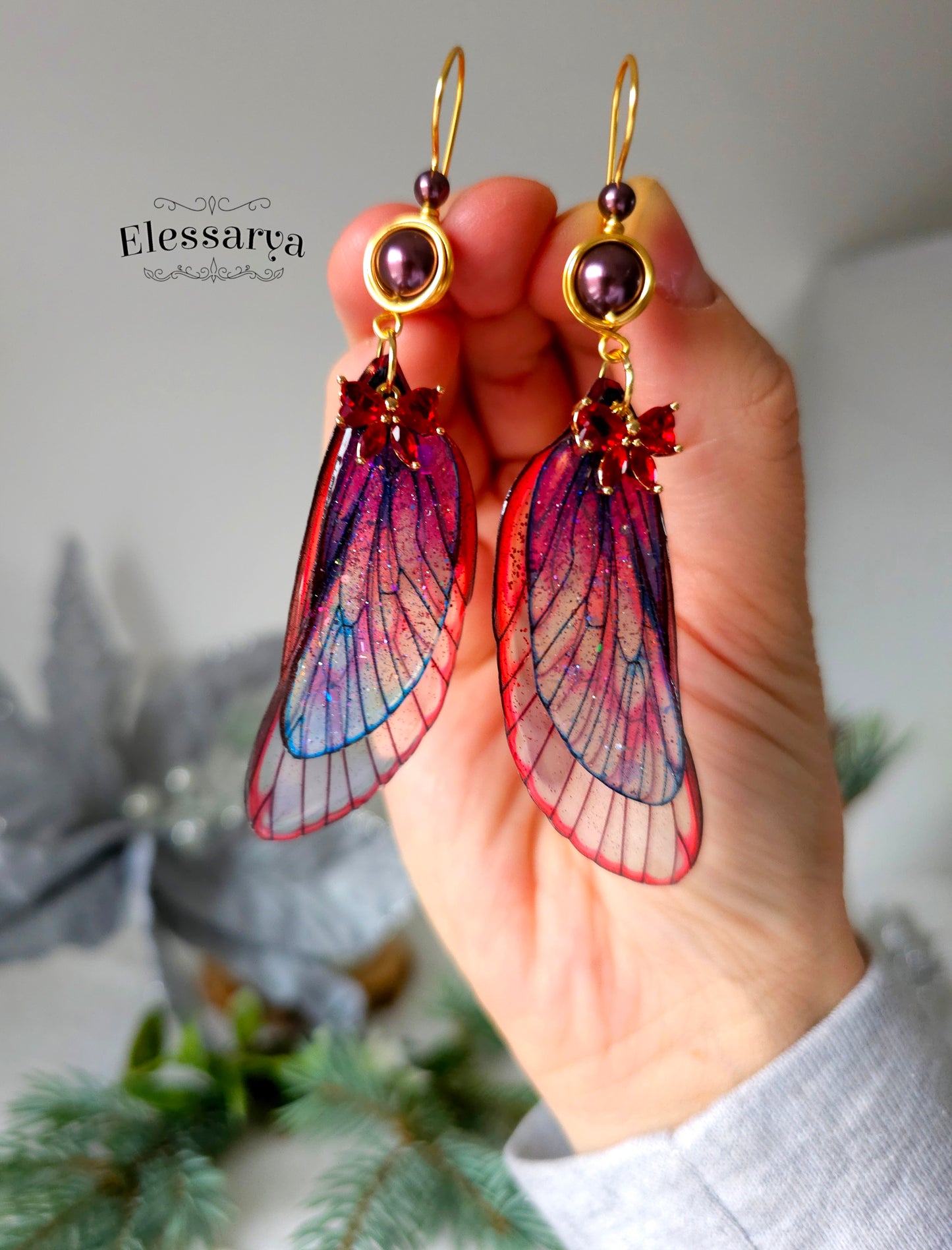 Royal Rubies Wings Earrings