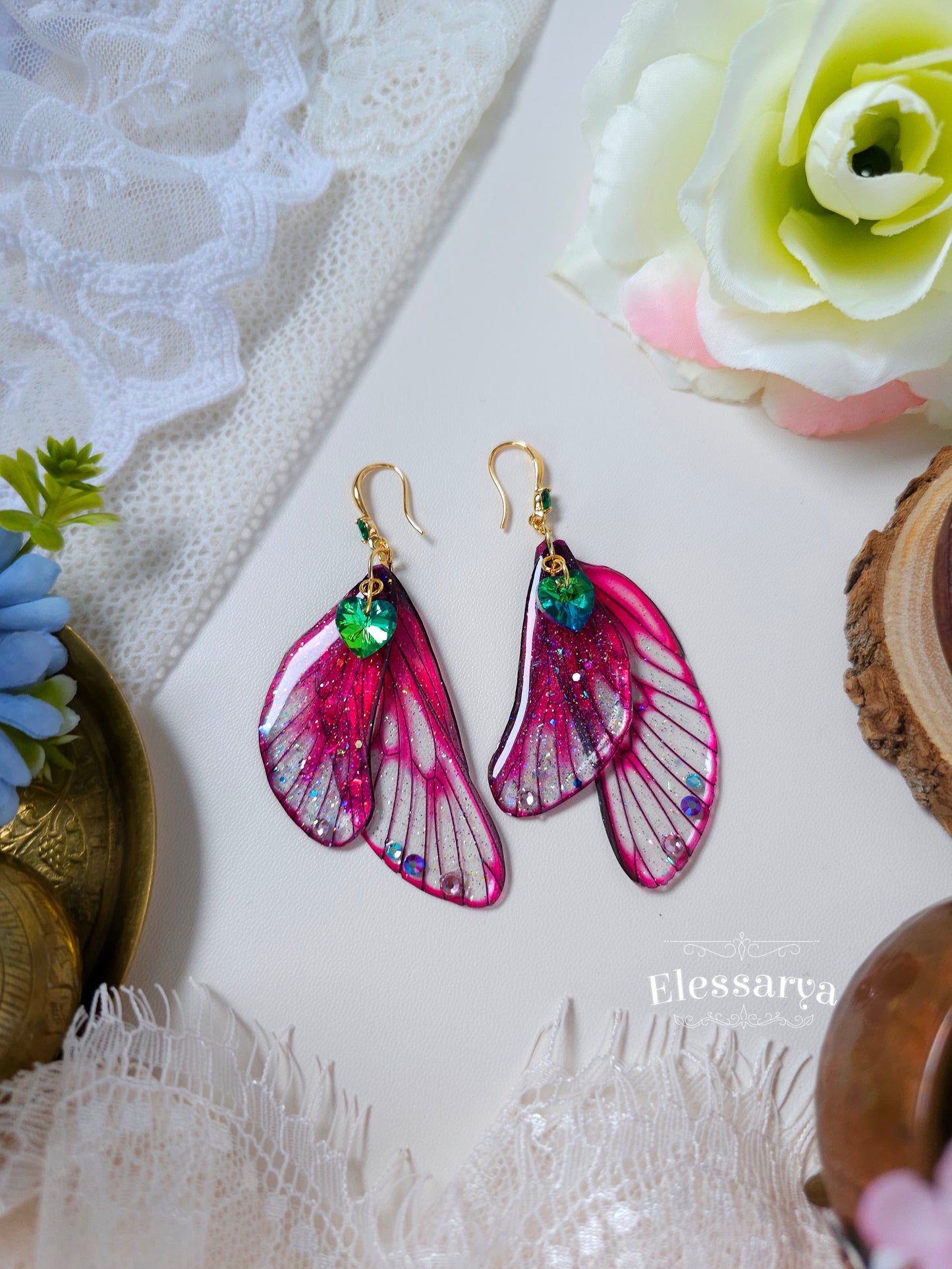 Green Hearts Dance Earrings