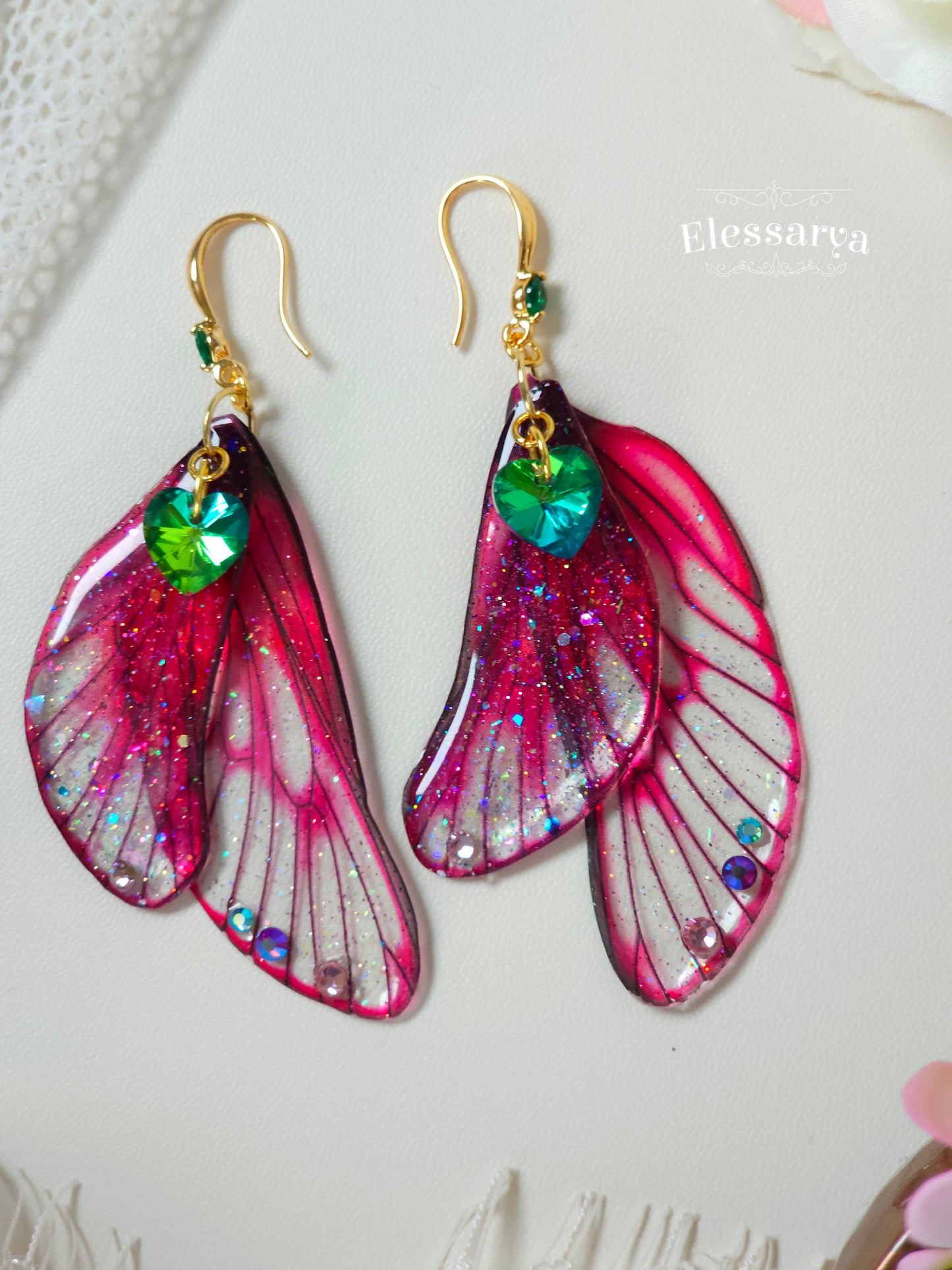 Green Hearts Dance Earrings