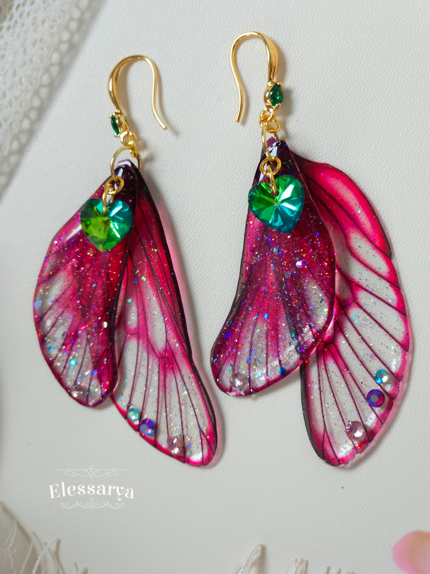 Green Hearts Dance Earrings