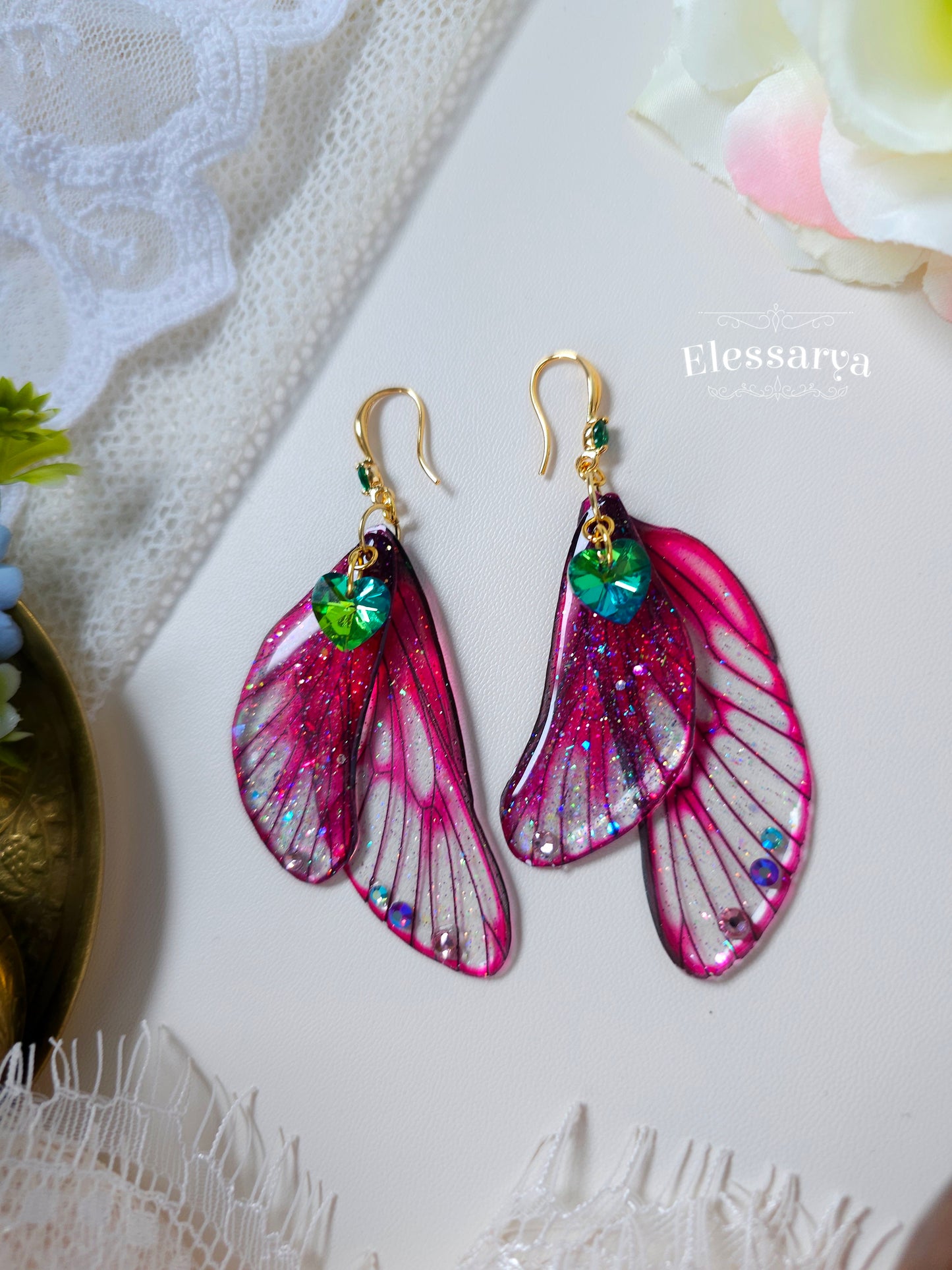 Green Hearts Dance Earrings