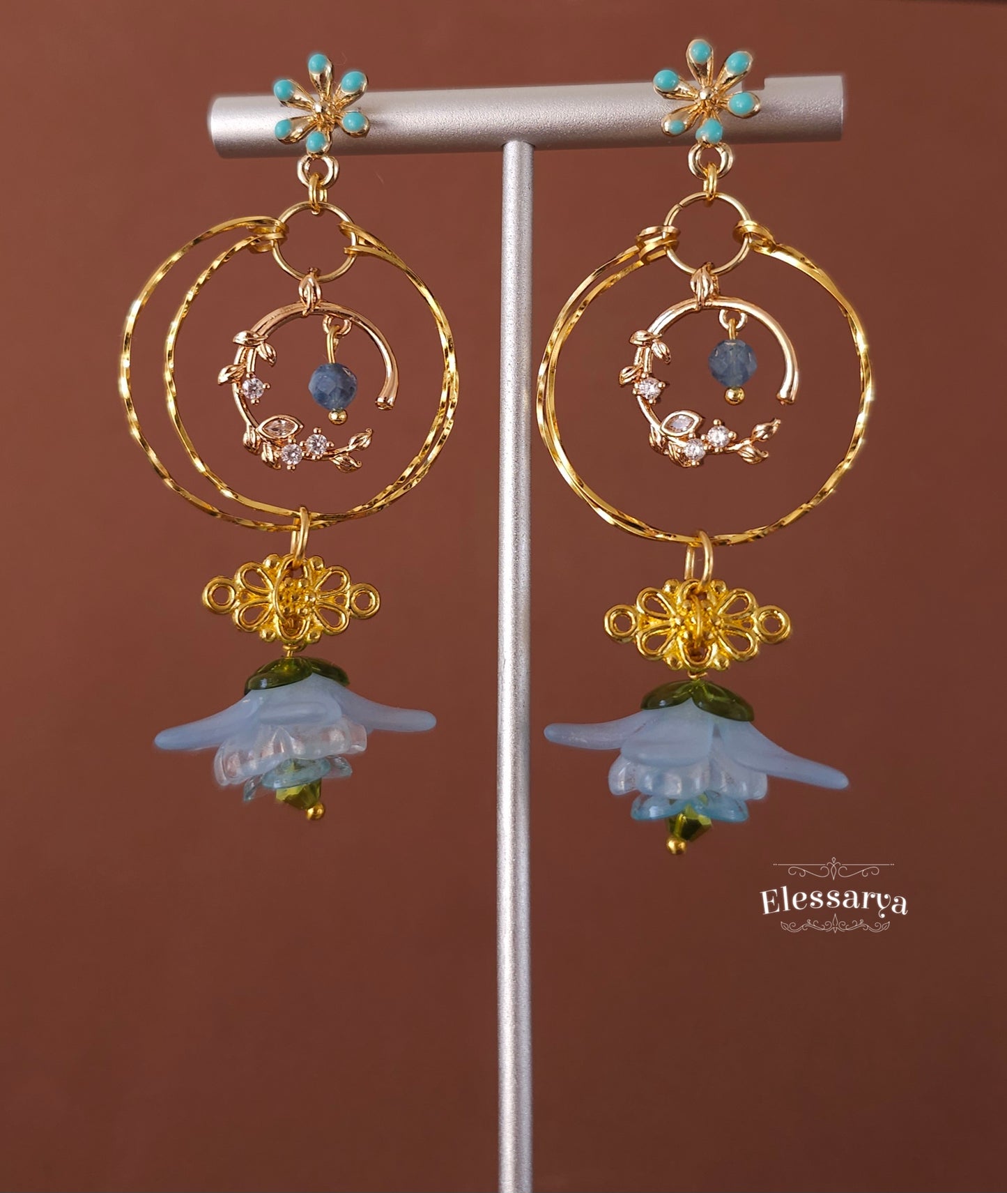🌙 Floral Earrings – Celestial Bells