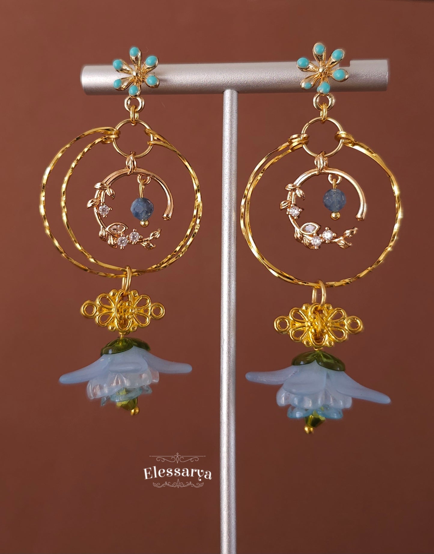🌙 Floral Earrings – Celestial Bells