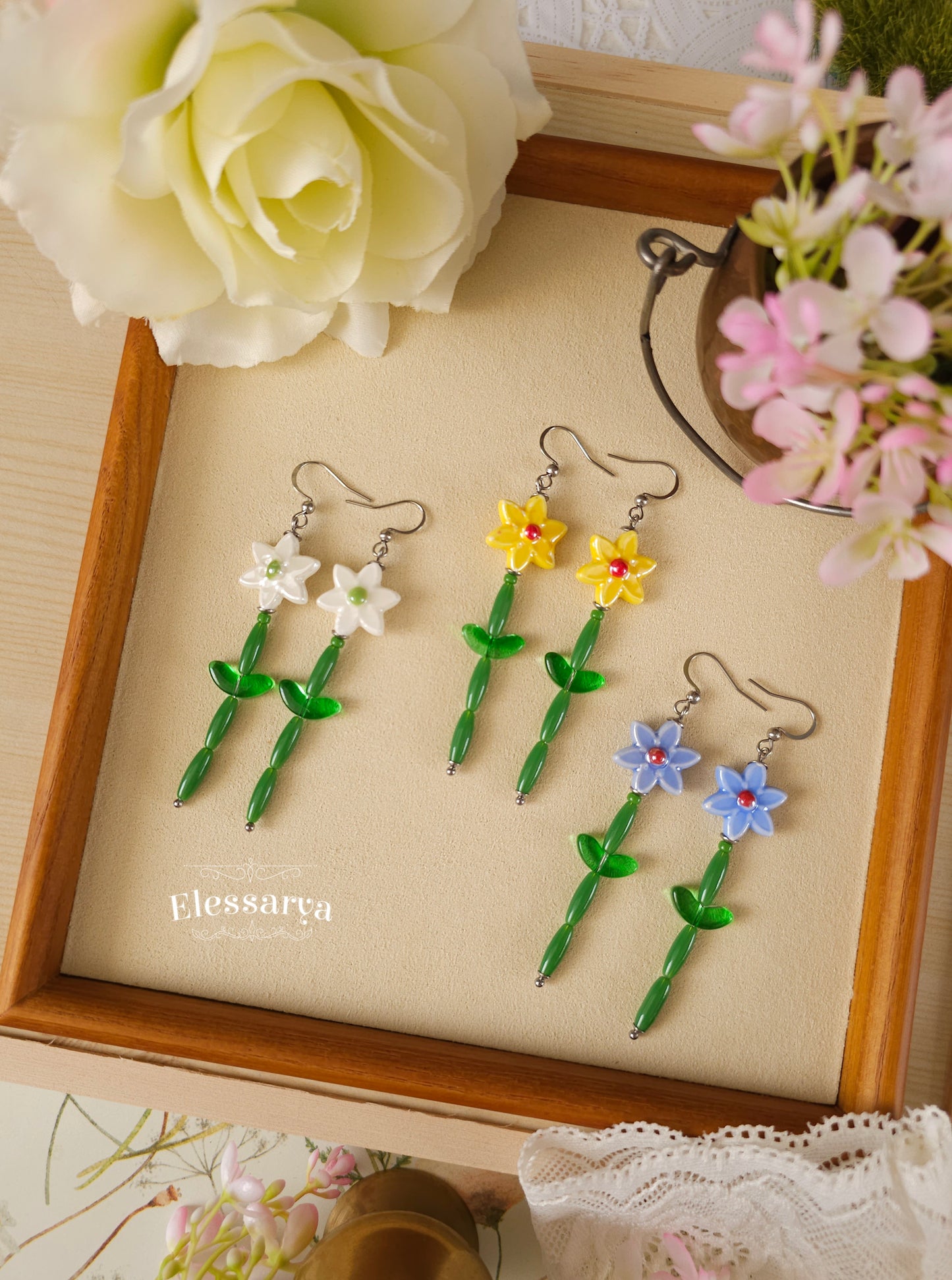 Floral Earrings – Spring Daffodils