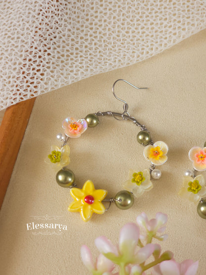 Floral Earrings - Daffodil Wreaths