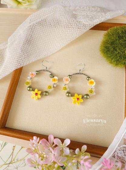 Floral Earrings - Daffodil Wreaths