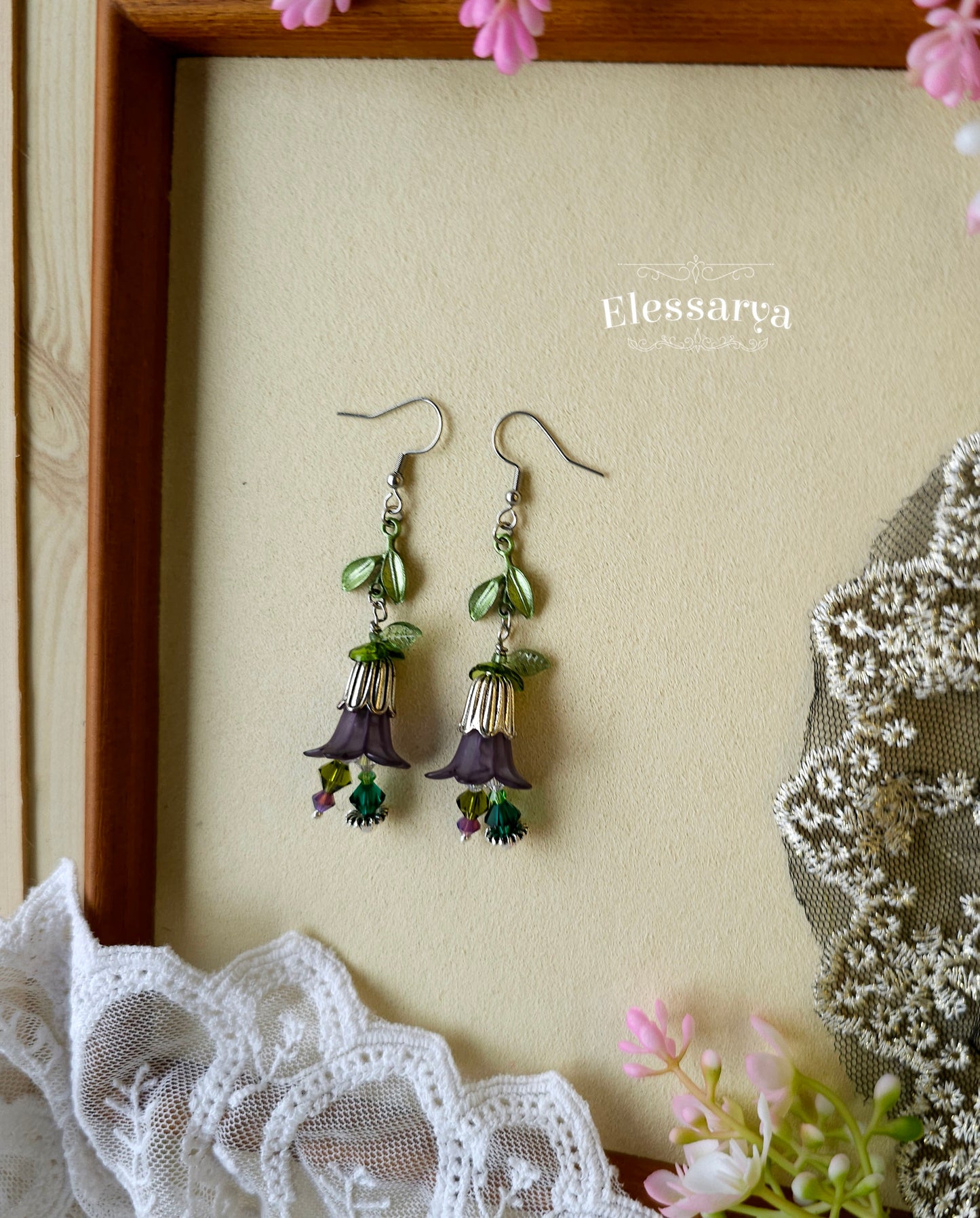 Floral Earrings – Grey Duskbells