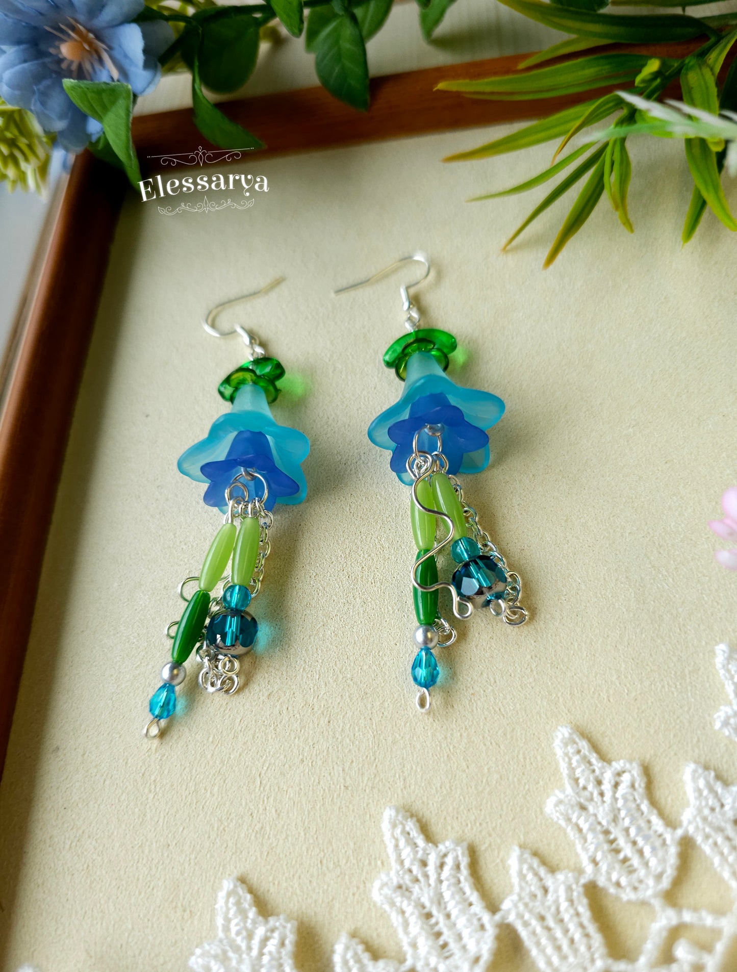 Floral Earrings – Blue Dew Bells