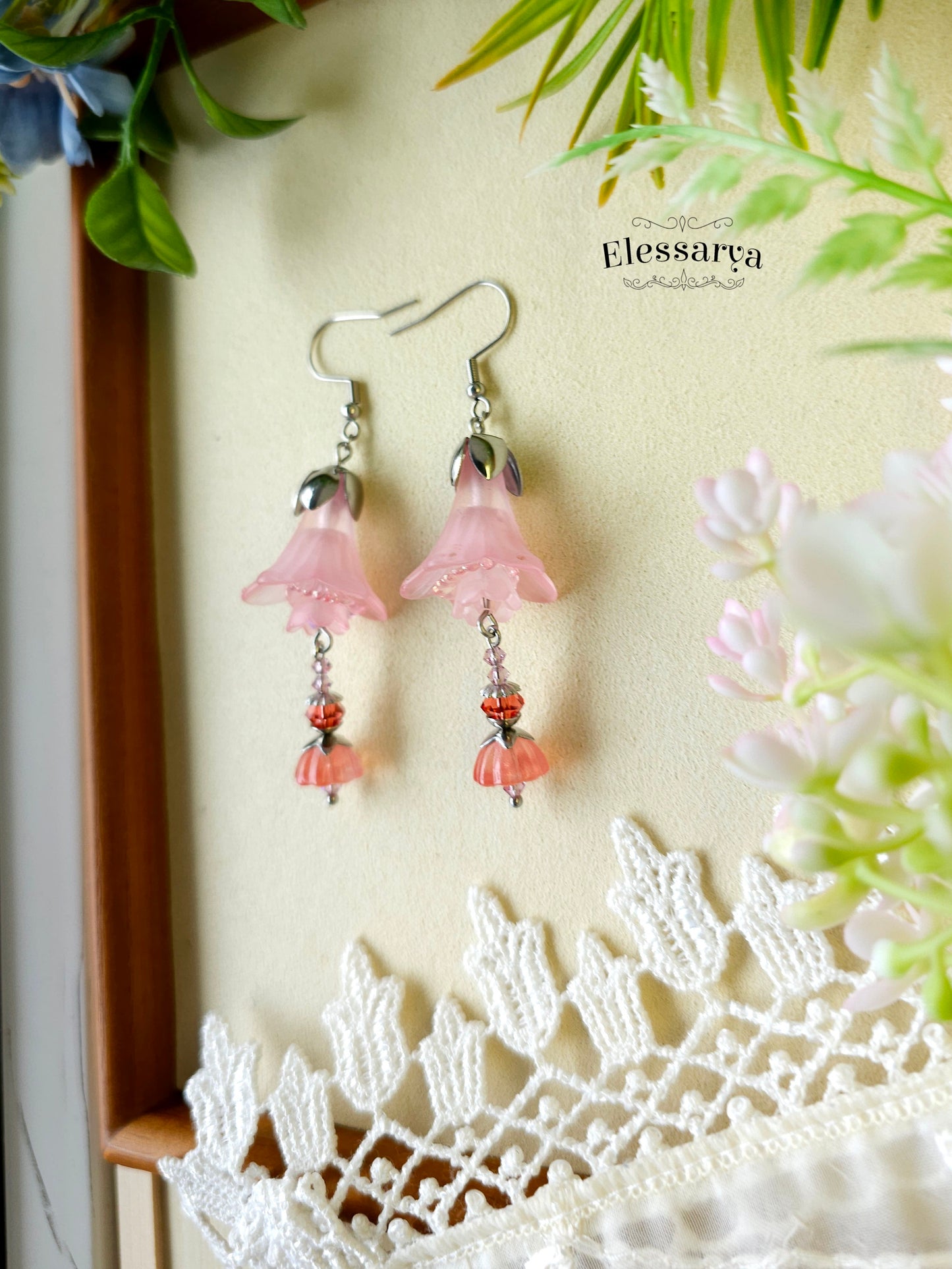 Floral Earrings – Pink Sunset Bells