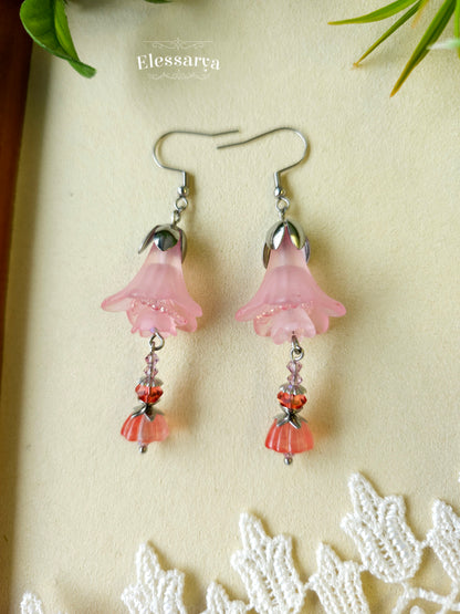 Floral Earrings – Pink Sunset Bells