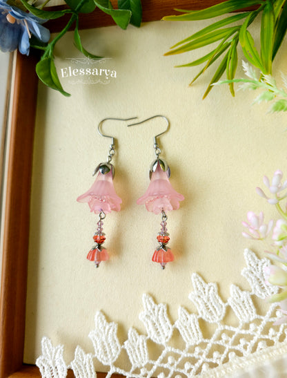 Floral Earrings – Pink Sunset Bells