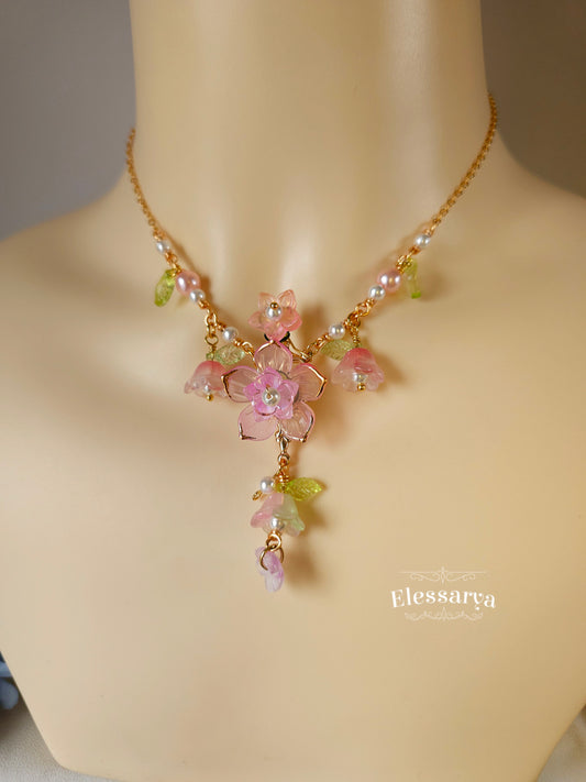 Colier Floral – Grădină Roz de Primăvară