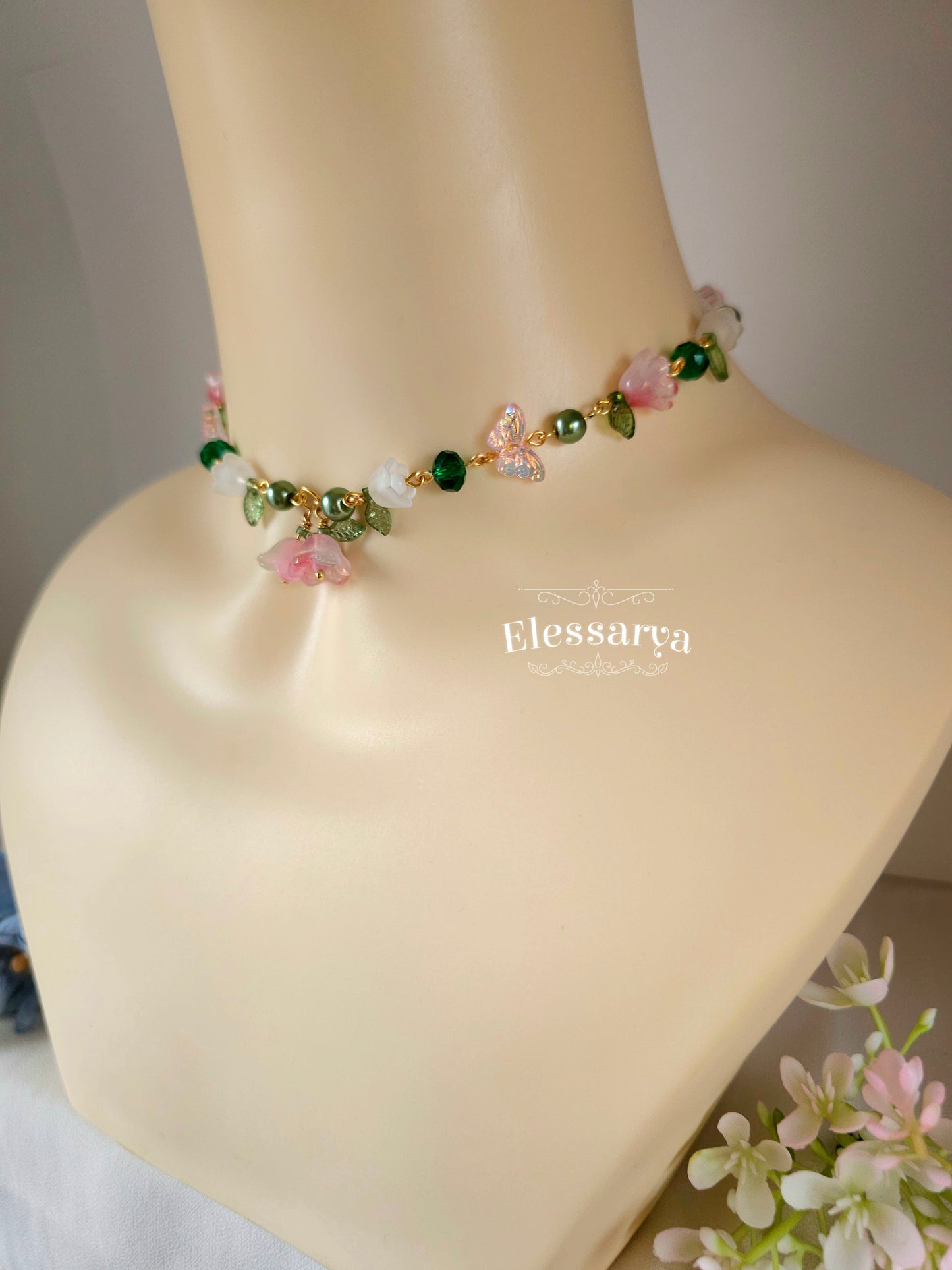 Floral Necklace – Pink Spring Bells