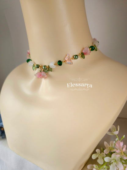 Floral Necklace – Pink Spring Bells