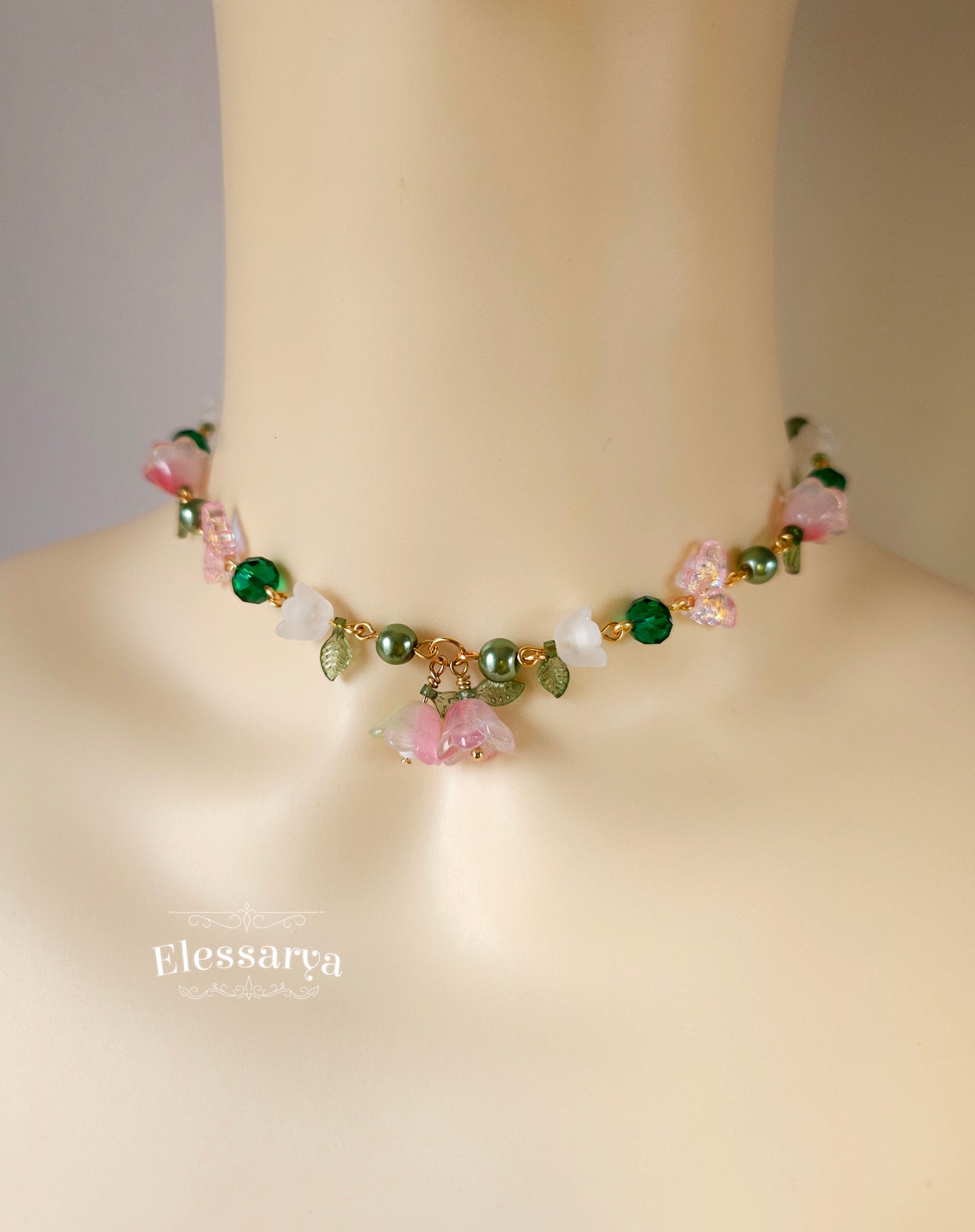 Floral Necklace – Pink Spring Bells