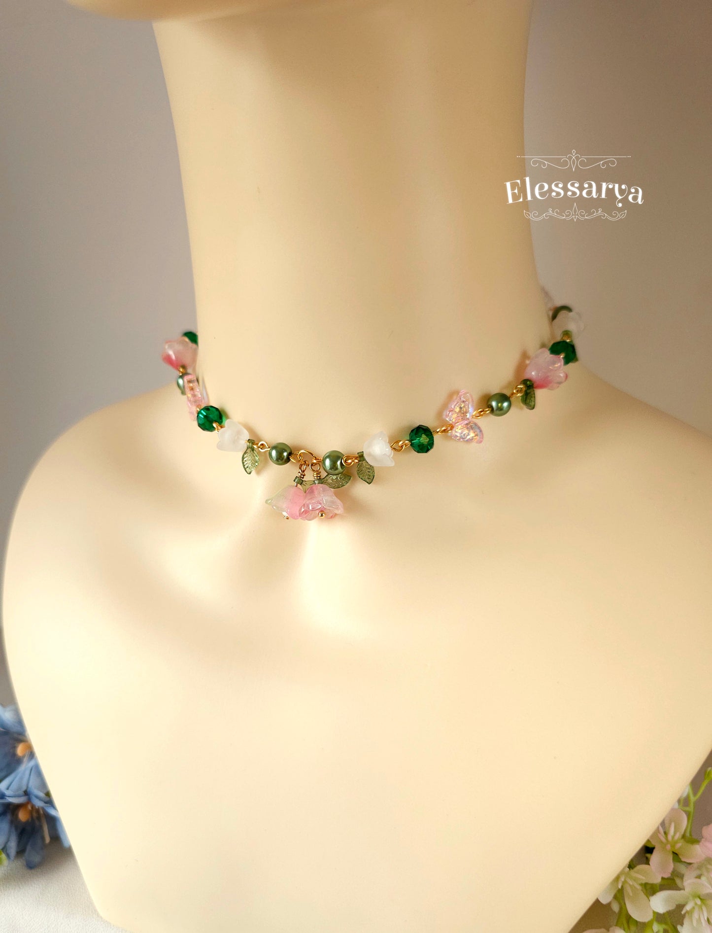Floral Necklace – Pink Spring Bells