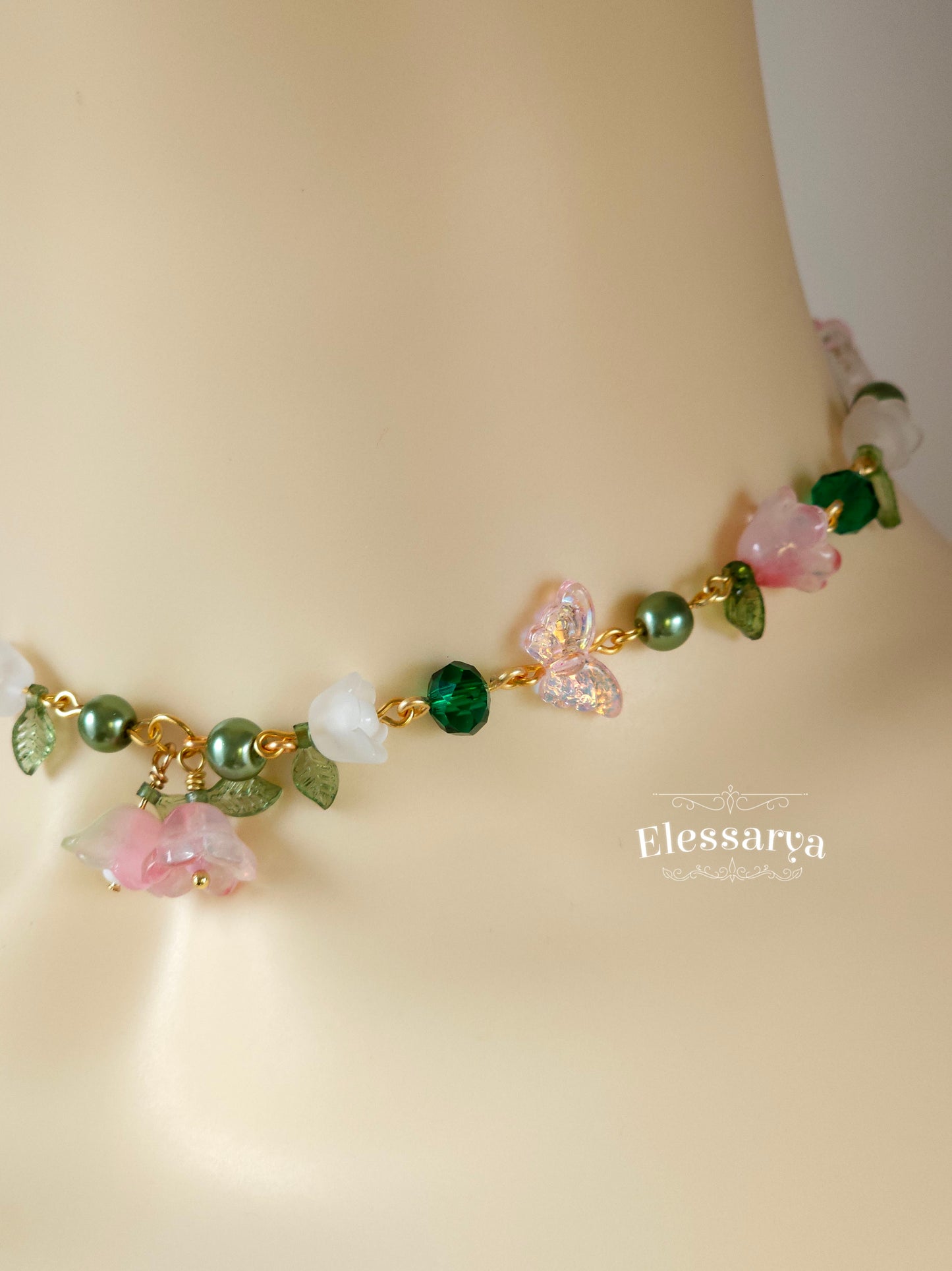 Floral Necklace – Pink Spring Bells