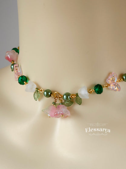 Floral Necklace – Pink Spring Bells