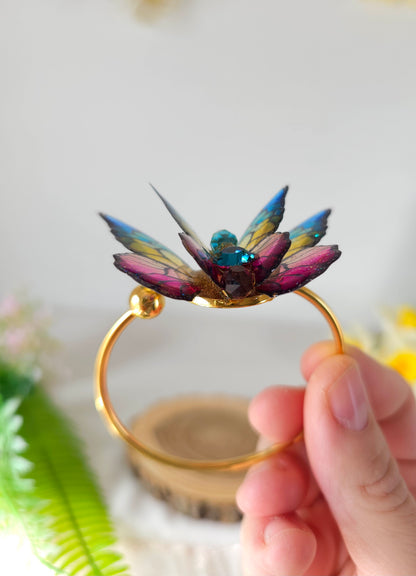 Brățară bangle deschisă – Fluture iridescent