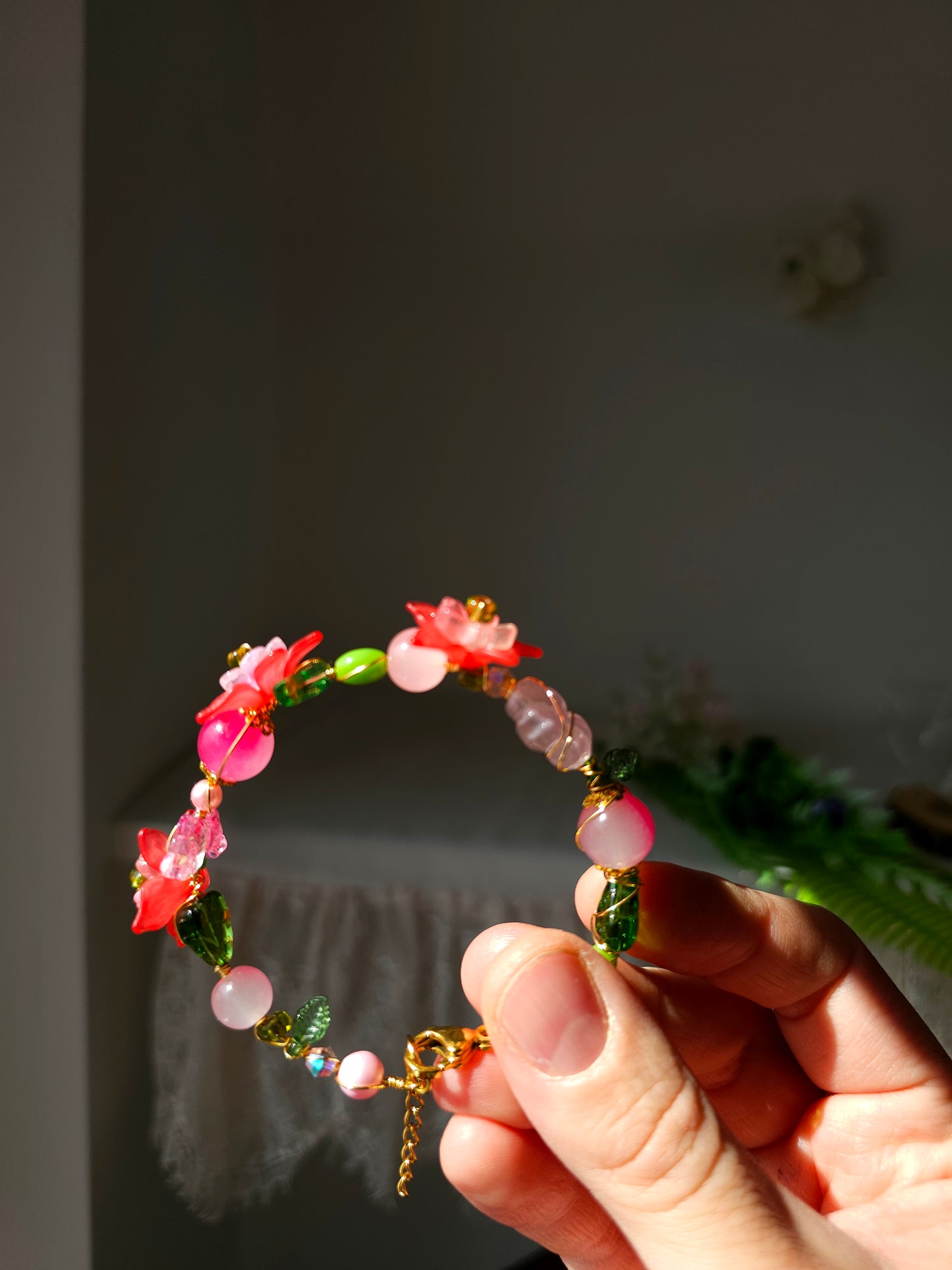 Brățară Florală - Roz delicat din grădina Veselă