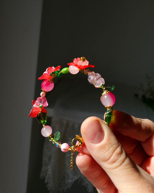Brățară Florală - Roz delicat din grădina Veselă