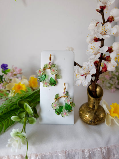 Cercei Florali Coronițe cu Flori de Măr