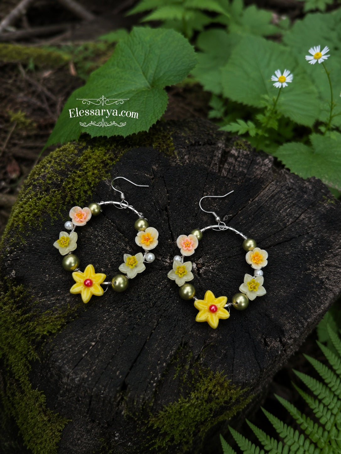 Floral Earrings - Daffodil Wreaths